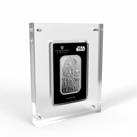 Star Wars silver bar in acrylic case.