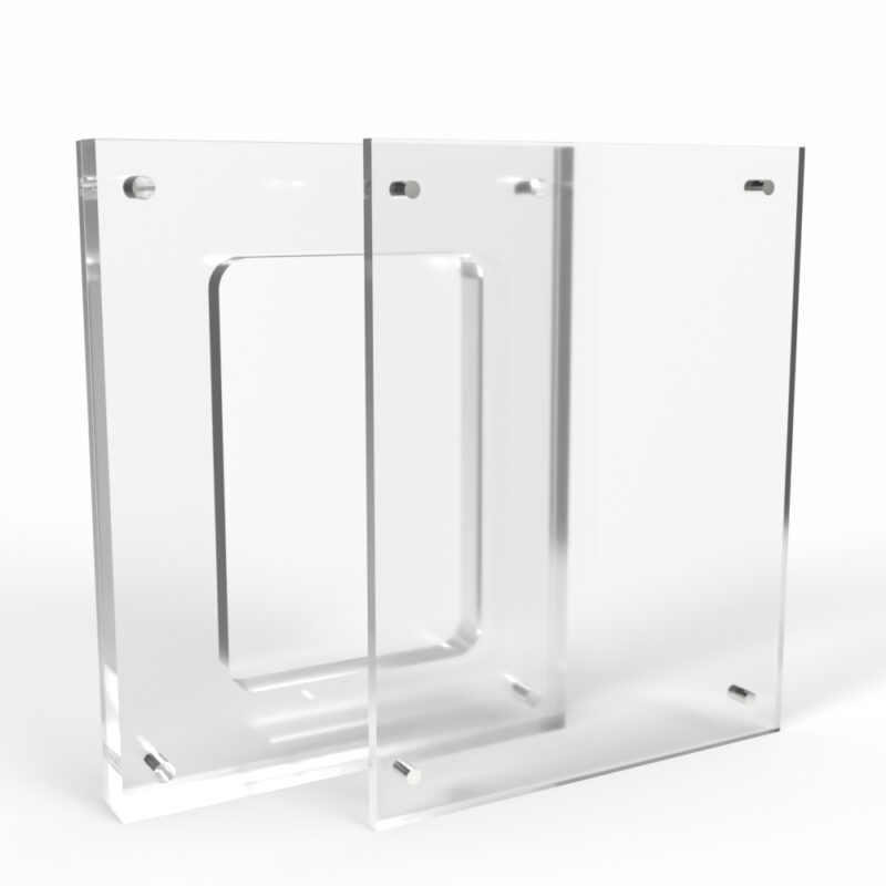 Transparent acrylic photo frame, minimalistic design.