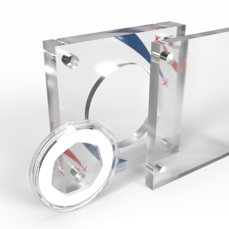 Clear acrylic block with circular cutout