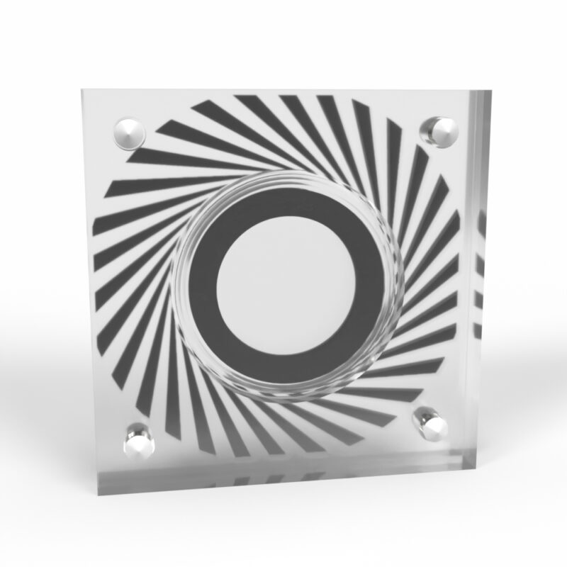 Square panel with spiral pattern design