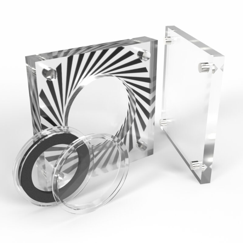 Circular acrylic optical components arrangement