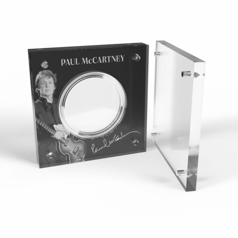 Decorative photo frame with musician's image.