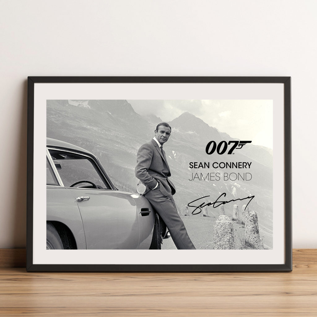 Sean Connery James Bond Wand Kunstdruck Poster für A4 Rahmen Querformat