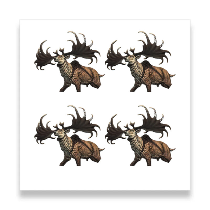 Pattern of four stylised majestic deer with antlers.