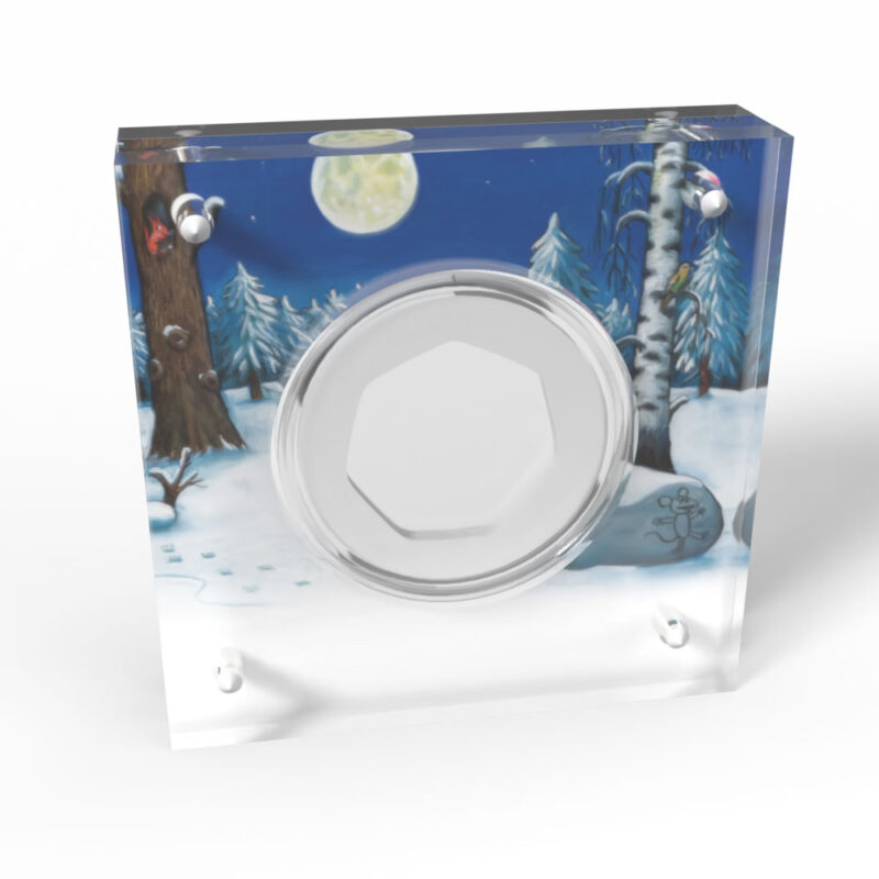 Winter scene coin holder with moon and snow