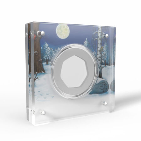 Winter scene display case with a coin slot.