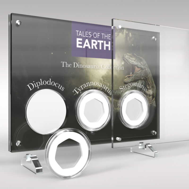 Tales of the Earth Dinosauria Coin Collection Display.