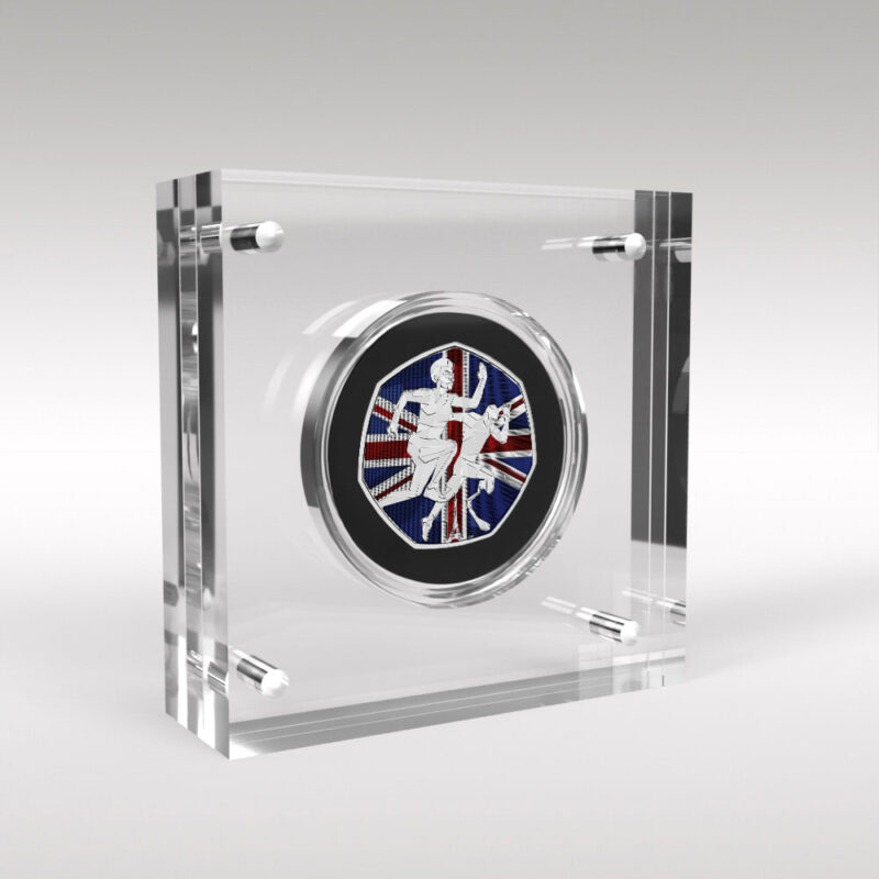 United Kingdom commemorative coin in acrylic case