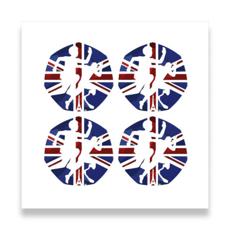 British flag pattern with silhouettes of dancers