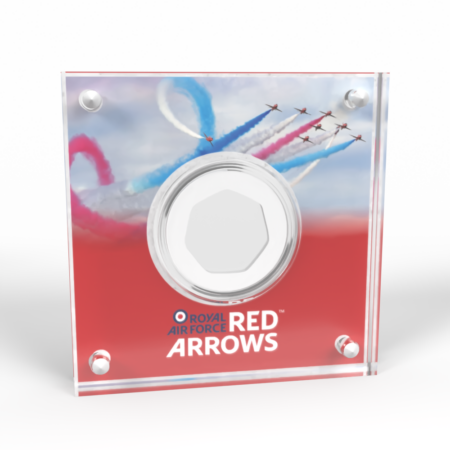 Red Arrows display frame with coin slot.